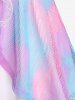 Plus Size Lace Up Net Ombre Short Sleeves Blouse and Ruched Cami Top (Adjustable Shoulder Strap) -  