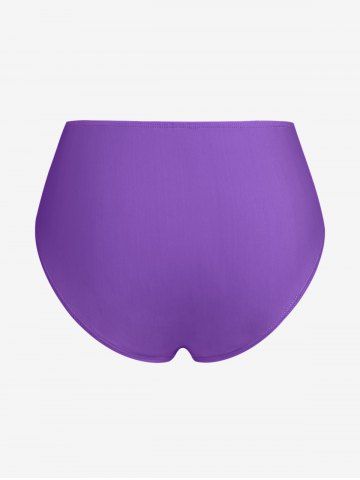 Plus Size Tummy Control Ruched Skirt and Briefs Swim Bottom Set