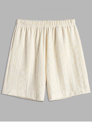 Openwork Lace Casual Shorts - WHITE - S