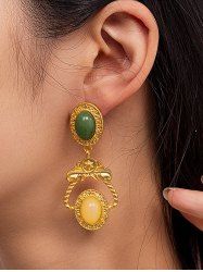 Vintage Faux Gemstone Drop Earrings -  