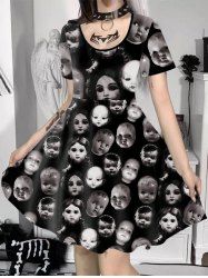 Robe Chemise D'Halloween Gothique Ligne A à Imprimé Bébé Terrifiante - Noir 4X | US 26-28