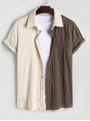 Chemise Texturée Bicolore en Blocs de Couleurs à Manches Courtes - Café profond L