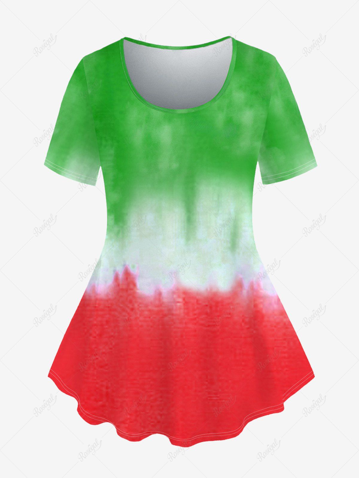 Hot Plus Size Ombre Printed Short Sleeves T-Shirt  