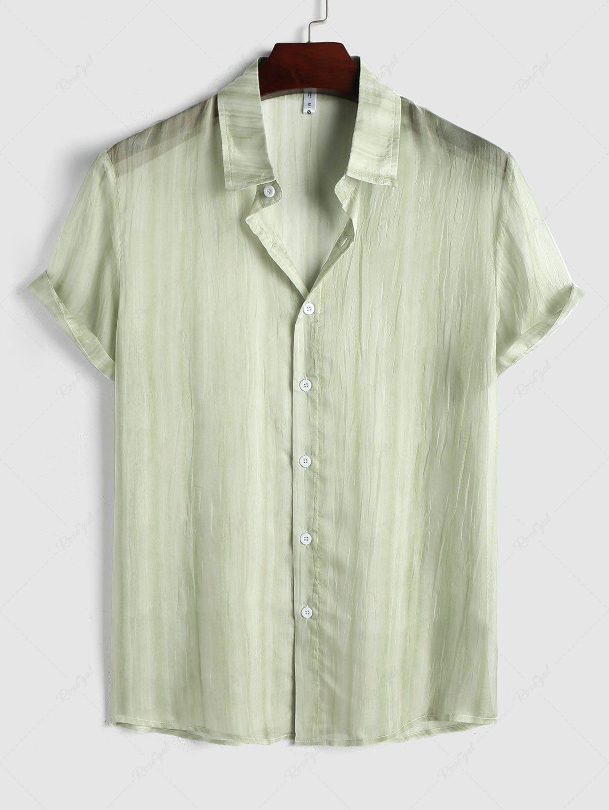 Unique Striped Pattern See-through Sheer Short Sleeves Shirt  
