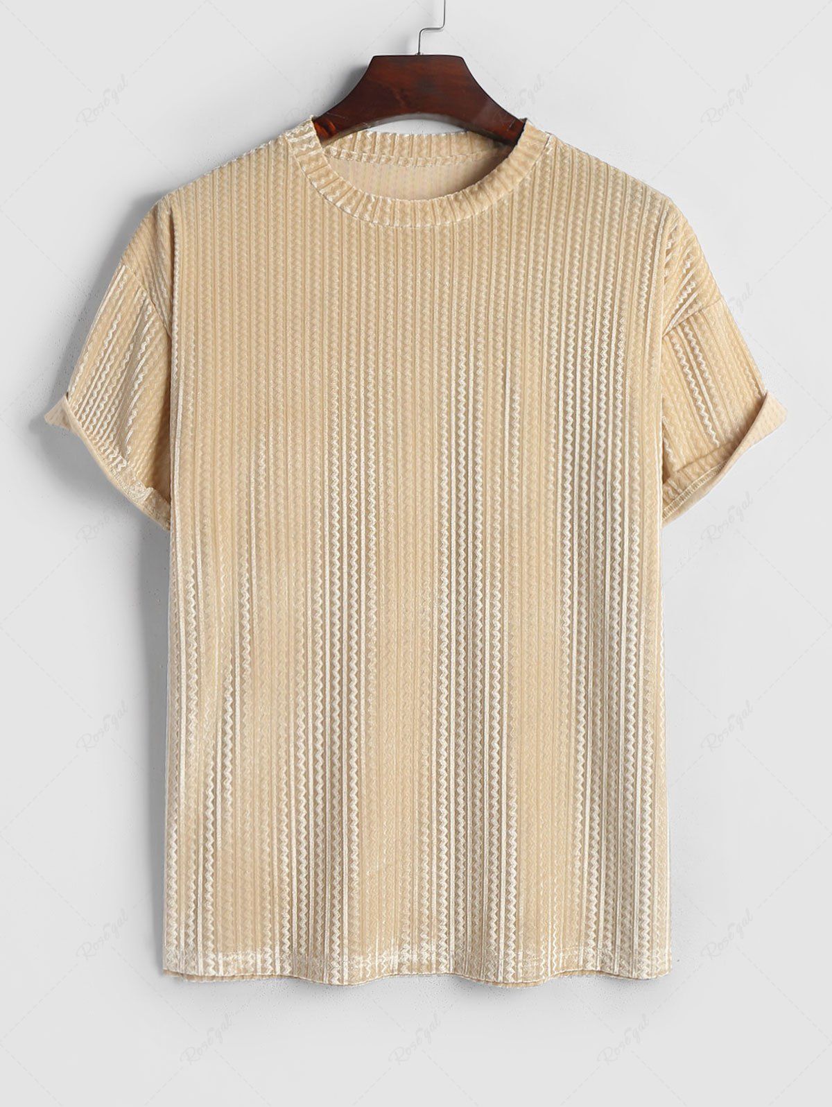 Shop Geometric Jacquard Velour Short Sleeves T-shirt  