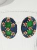 Vintage Oval Floral Stud Earrings -  