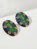 Vintage Oval Floral Stud Earrings -  