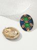 Vintage Oval Floral Stud Earrings -  