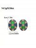 Vintage Oval Floral Stud Earrings -  