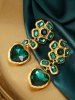 Vintage Heart Flower Faux Gem Drop Earrings -  