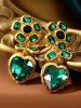 Vintage Heart Flower Faux Gem Drop Earrings -  