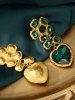 Vintage Heart Flower Faux Gem Drop Earrings -  