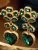 Vintage Heart Flower Faux Gem Drop Earrings -  