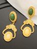 Vintage Faux Gemstone Drop Earrings -  