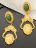 Vintage Faux Gemstone Drop Earrings -  
