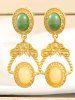 Vintage Faux Gemstone Drop Earrings -  