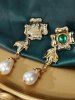 Vintage Floral Faux Pearl Drop Earrings -  
