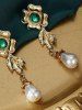 Vintage Floral Faux Pearl Drop Earrings -  
