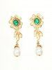 Vintage Floral Faux Pearl Drop Earrings -  