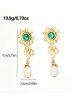 Vintage Floral Faux Pearl Drop Earrings -  