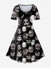 Robe Chemise D'Halloween Gothique Ligne A à Imprimé Bébé Terrifiante - Noir M | US 10