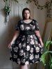 Robe Chemise D'Halloween Gothique Ligne A à Imprimé Bébé Terrifiante - Noir 4X | US 26-28