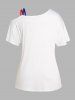Plus Size Star Striped Print Skew Neck Patriotic T Shirt -  