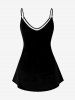 Plus Size 3D Lace Up Zipper Plaid Print Cami Top -  