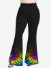 Pantalon Évasé Tie-Dye Grande Taille - Noir 5x | US 30-32