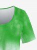 T-shirt Ombre Imprimé à Manches Courtes Grande Taille - Vert 5x | US 30-32