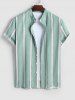 Cotton and Linen Striped Pattern Shirt and Shorts Set -  