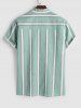 Cotton and Linen Striped Pattern Shirt and Shorts Set -  