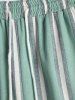 Cotton and Linen Striped Pattern Shirt and Shorts Set -  