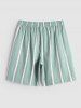 Cotton and Linen Striped Pattern Shirt and Shorts Set -  