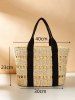 Hollow Out Straw Raffia Beach Vacation Tote Bag -  