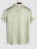 Striped Pattern See-through Sheer Short Sleeves Shirt -  