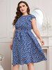 Robe Grande Taille Merry Christmas Effrayante avec Ceinture 18 mm - Bleu 3XL