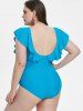 Plus Size Ruffle Lattice One-piece Swimsuit -  