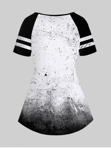 Gothic Skulls Chain Wing Print Raglan Shoulder Short Sleeve T-Shirt