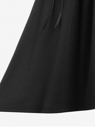Gothic Plus Size Lace-up Buttons High Low Suspenders Skirt