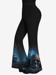 Gothic Skull Glitter Printed Flare Pants -  