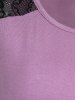 Débardeur Décontracté Panneau en Dentelle à Ourlet Asymétrique de Grande Taille - Violet clair L