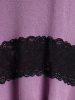 Débardeur Décontracté Panneau en Dentelle à Ourlet Asymétrique de Grande Taille - Violet clair L