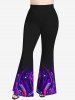 Plus Size 3D Glitter Swirl Print Flare Pants -  