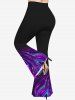 Plus Size 3D Glitter Swirl Print Flare Pants -  