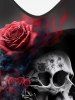 Haut Gothique à Bretelles Réglables Imprimé Rose et Crâne (Bandoulière) - Noir L | US 12