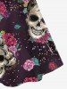 Gothic Skull Flower Leaves Print Crisscross Cami Dress -  