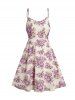 Plus Size Flower Spaghetti Strap High Waisted A Line Midi Dress And Tied Front Cropped Top Set -  