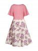 Plus Size Flower Spaghetti Strap High Waisted A Line Midi Dress And Tied Front Cropped Top Set -  