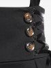 Jupe à Bretelle Haute Basse avec Bouton de Grande Taille à Lacets - Noir L | US 12